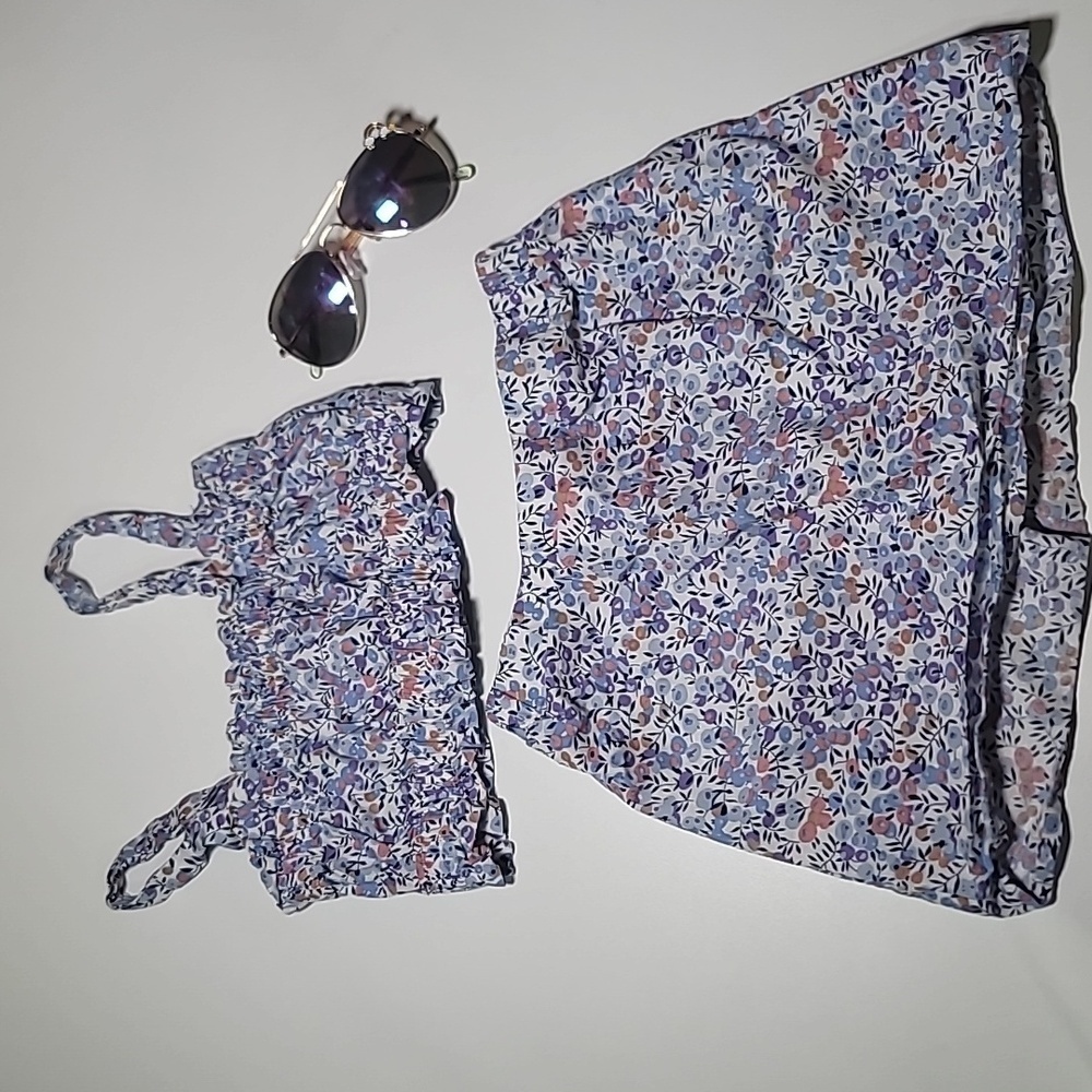 5/$30 NWOT AMAZON 2pc Floral Tank and Skirt 100% Cotton outfit set + sunglasses